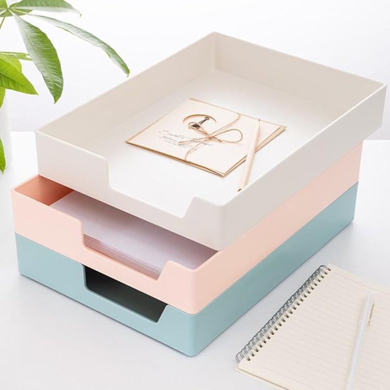 Pink A4 Document Storage Box File Holder Desktop Organizer Office Container - Image 4